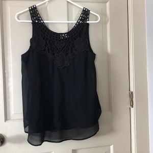 Black tank top with crochet detailing